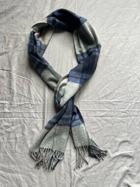 Bloomingdale's Blue & Gray Cashmere Scarf